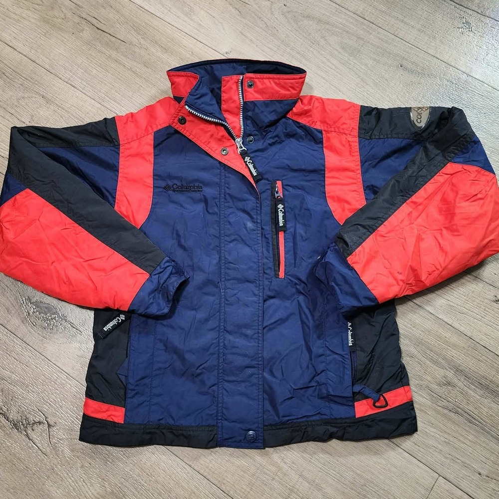 Vintage Columbia Sportswear Women Jacket Navy Blue Red Black Colorblock Small